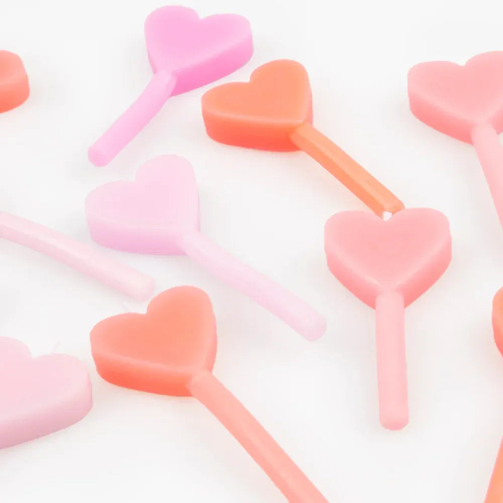 Pink Heart Candles (x12)