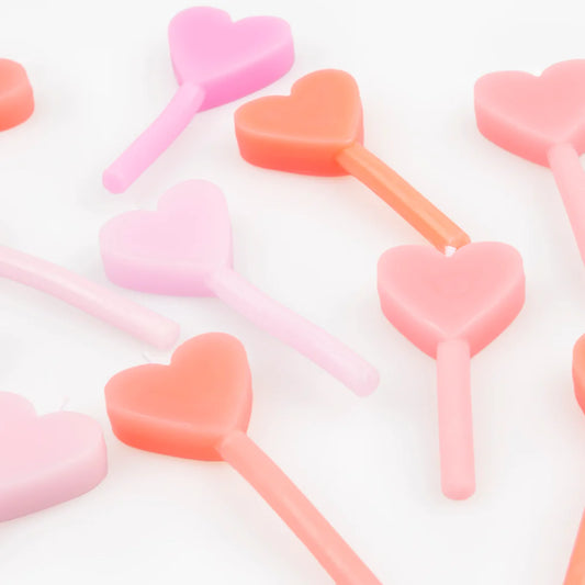 Pink Heart Candles (x12)