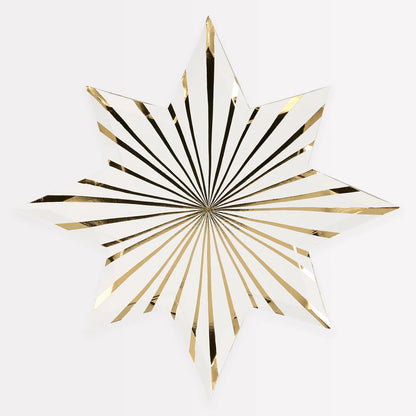 Gold Star Stripe Plates (x8)