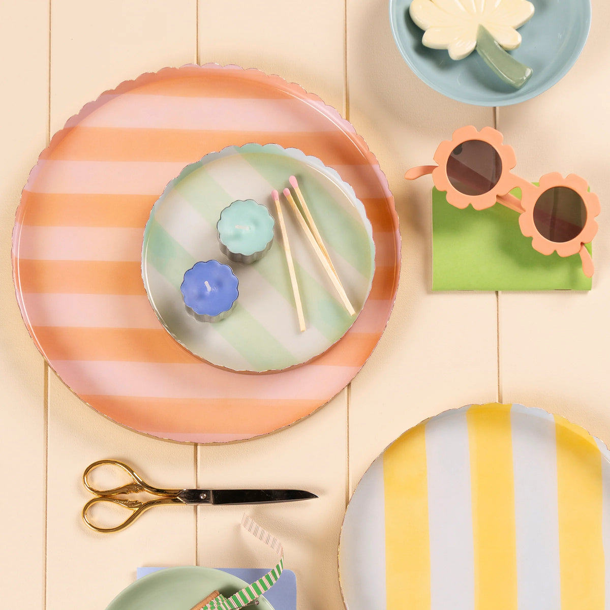 Pastel Striped Medium Accessory Tray