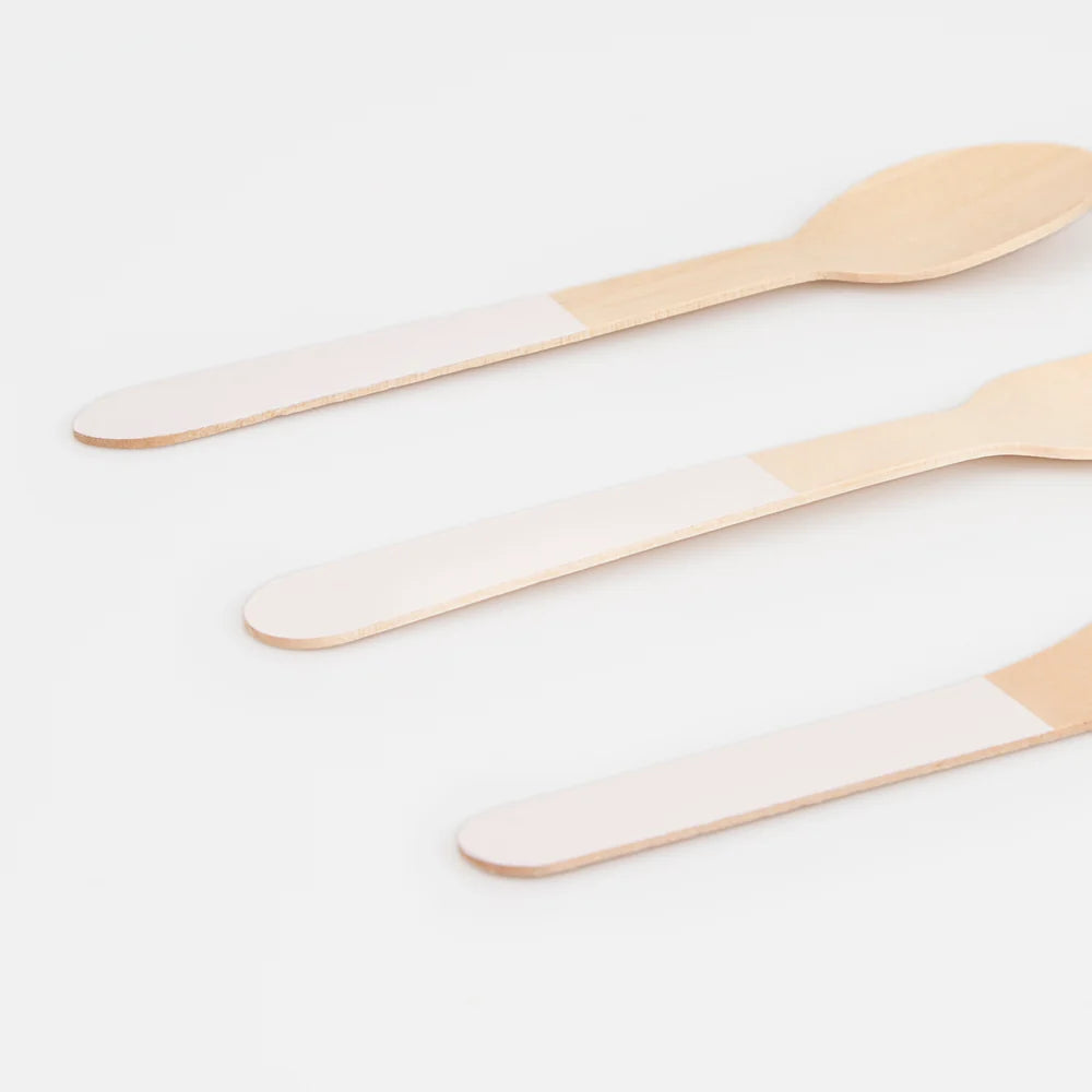 Ballet Slipper Pink Wooden Cutlery Set (x24)