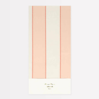 Peach Stripe Paper Tablecloth