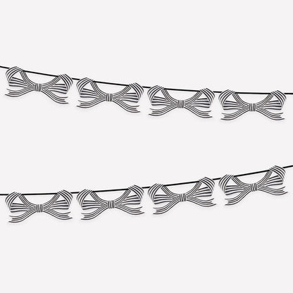 Black & White Stripy Bow Garland