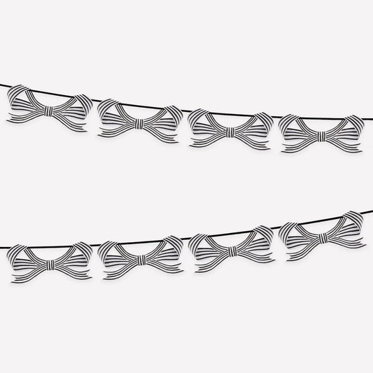 Black & White Stripy Bow Garland