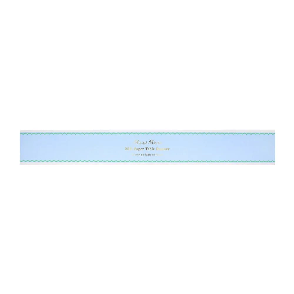 Scalloped Edge Blue Green Table Runner