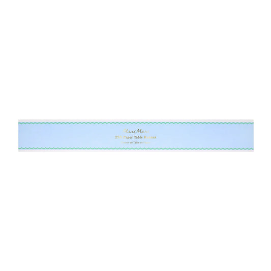 Scalloped Edge Blue Green Table Runner