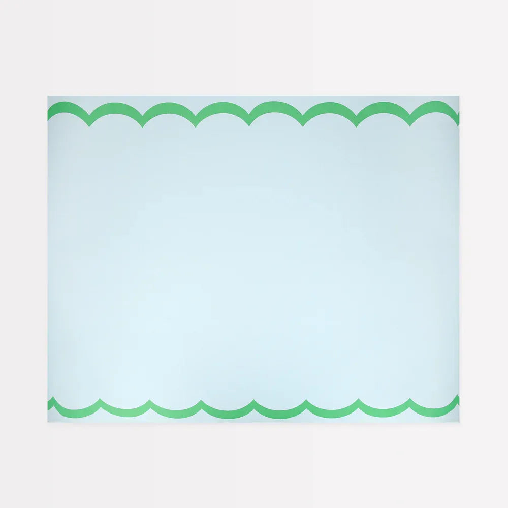 Scalloped Edge Blue Green Table Runner