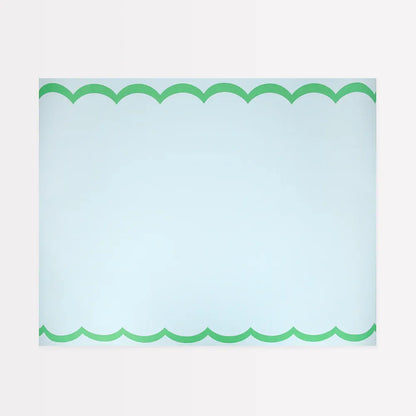 Scalloped Edge Blue Green Table Runner
