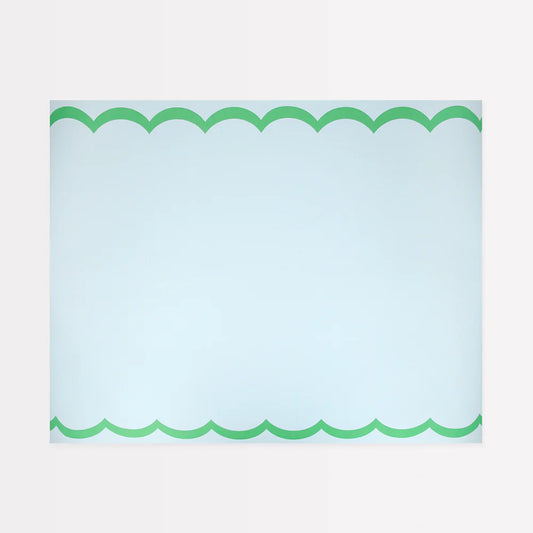 Scalloped Edge Blue Green Table Runner