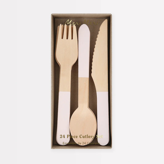 Ballet Slipper Pink Wooden Cutlery Set (x24)