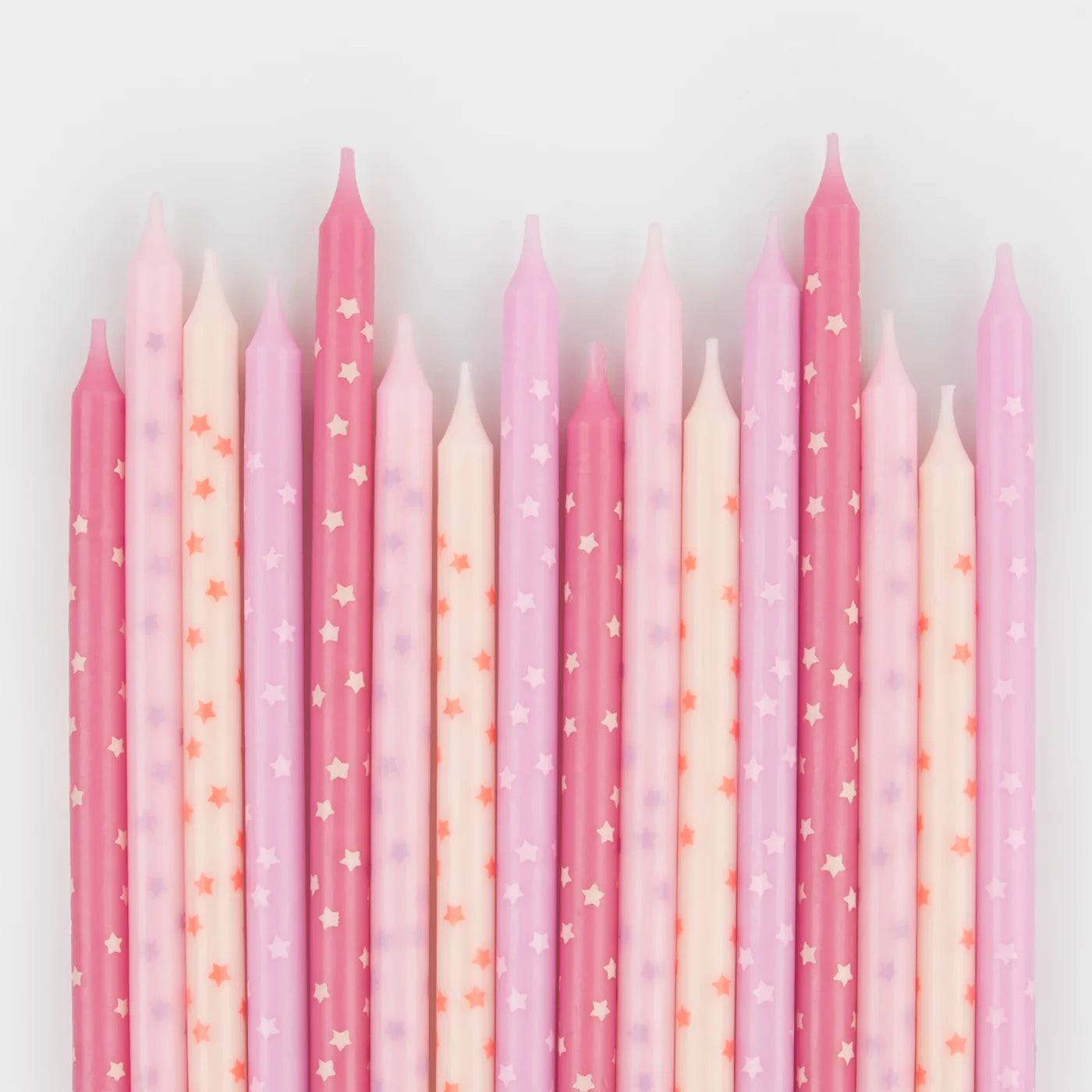 Pink Star Candles (x16)