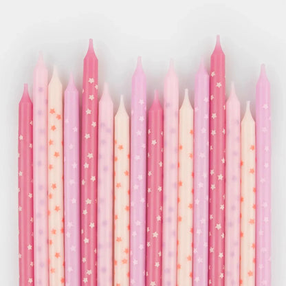 Pink Star Candles (x16)
