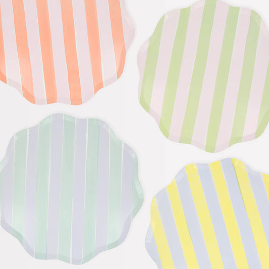 Pastel Stripe Dinner Plates (x 8)