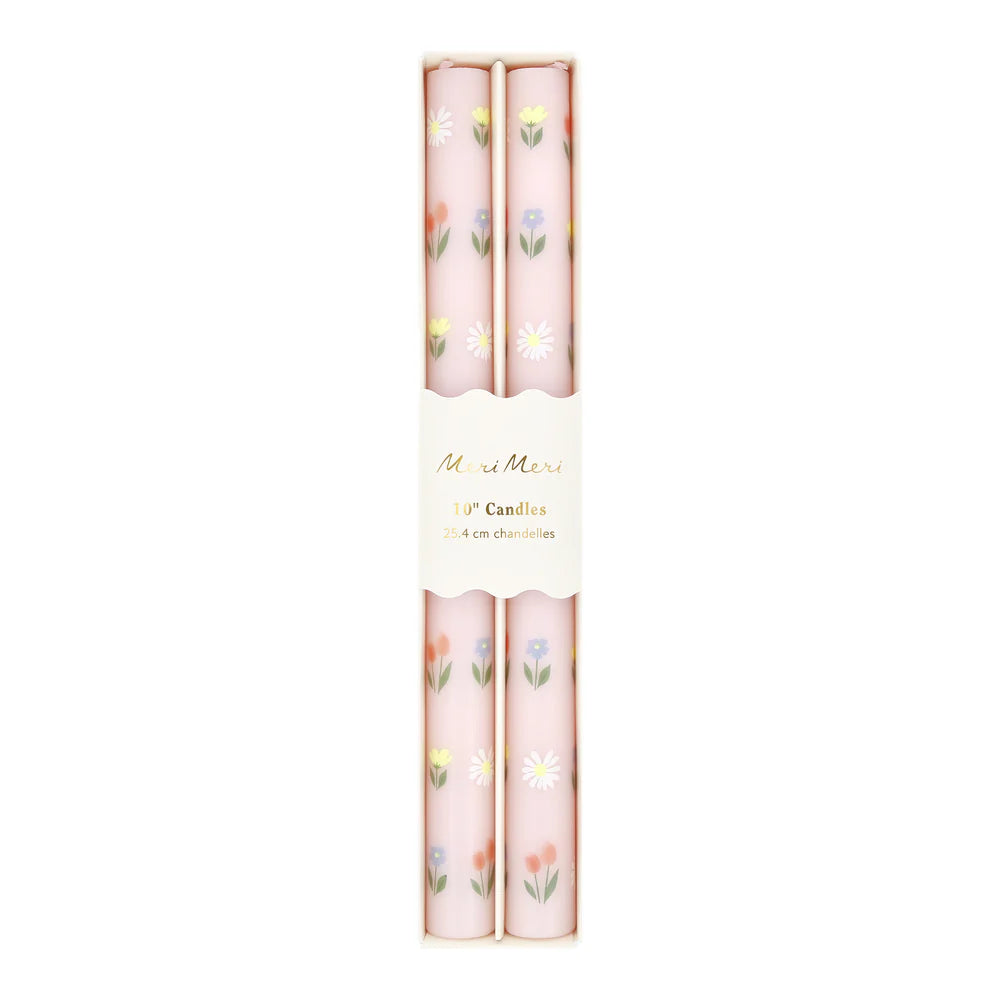 Floral Pattern Table Candles (x 2)