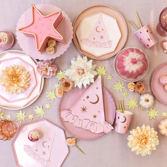 Pink Witch Hat Plates (x8)