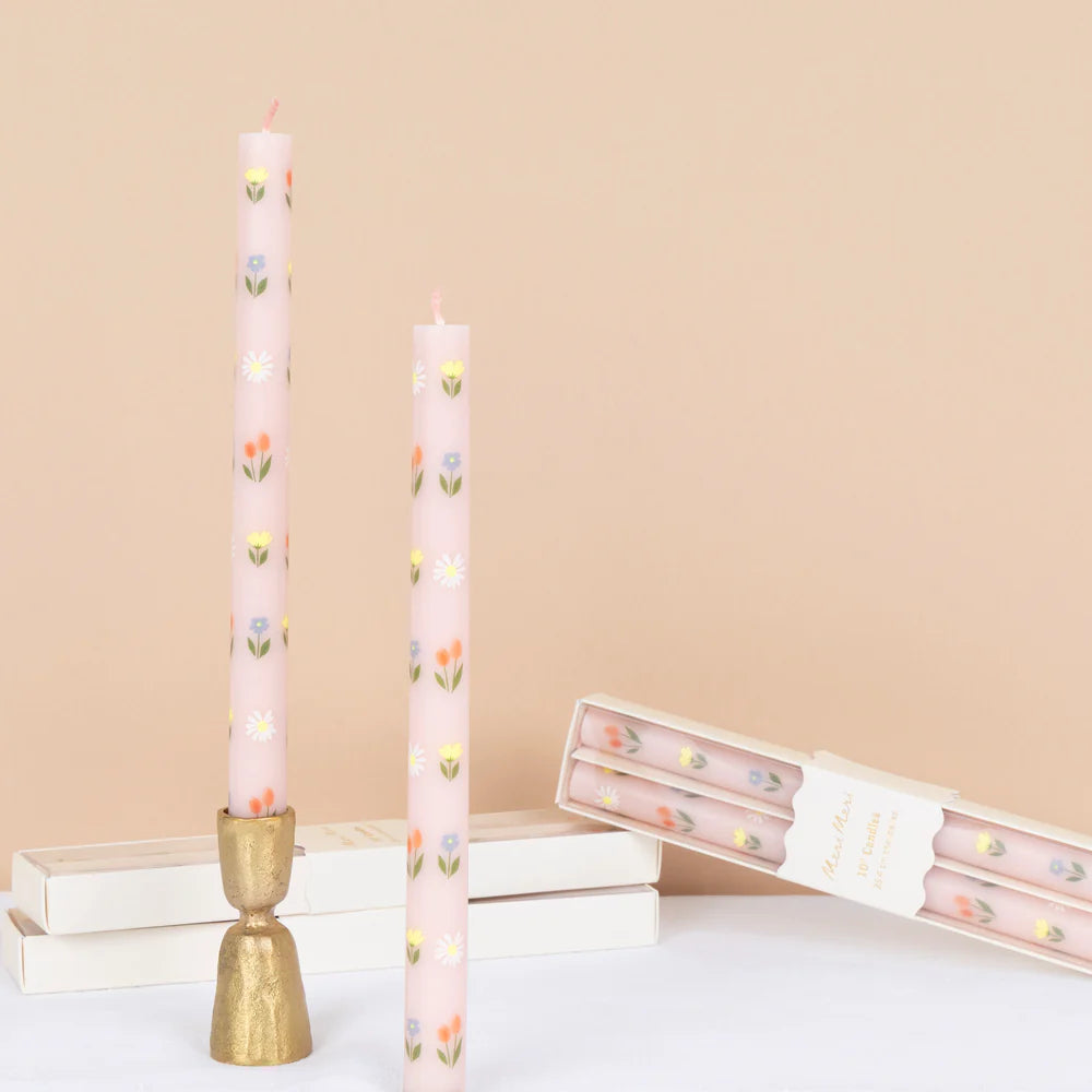Floral Pattern Table Candles (x 2)