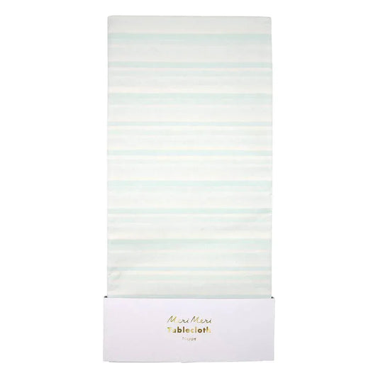 Meri Meri Mint stripe table cover - partyalacarte.co.in