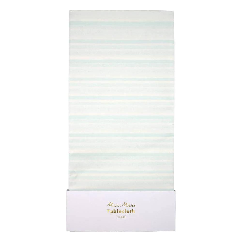 Meri Meri Mint stripe table cover - partyalacarte.co.in