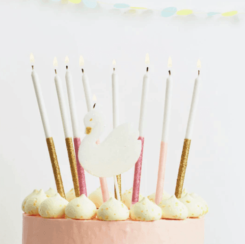 Meri Meri Multicolor Dipped Glitter Candles (set of 16) - partyalacarte.co.in