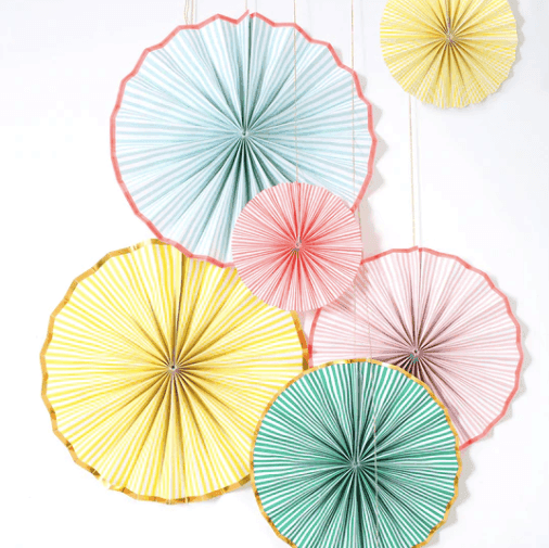 Meri Meri Pastel & Neon Stripe Pinwheel Decorations (set of 6) - partyalacarte.co.in