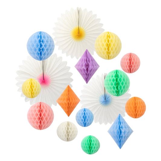 Meri Meri Pastel Honeycomb Decoration Kit (x 16 decorations) - partyalacarte.co.in