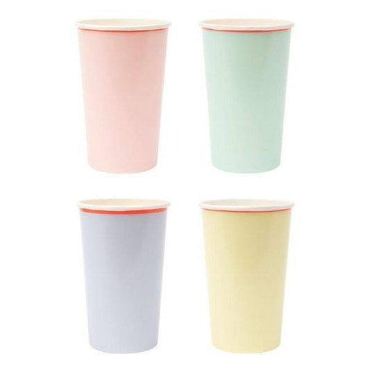 Meri Meri Pastel Neon Edge Highball Cups (Pack of 12) - partyalacarte.co.in
