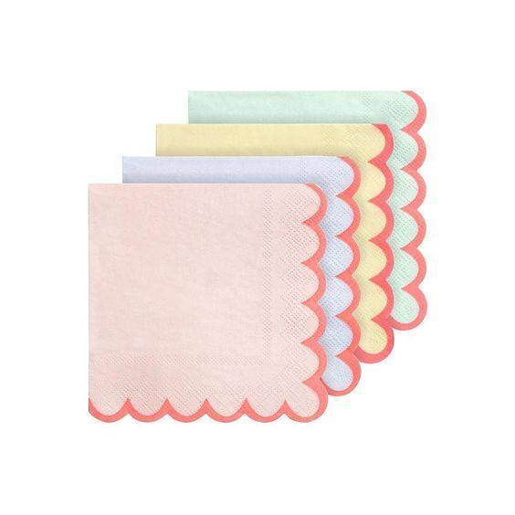 Meri Meri Pastel Neon Edge Napkins (Pack of 20) - partyalacarte.co.in