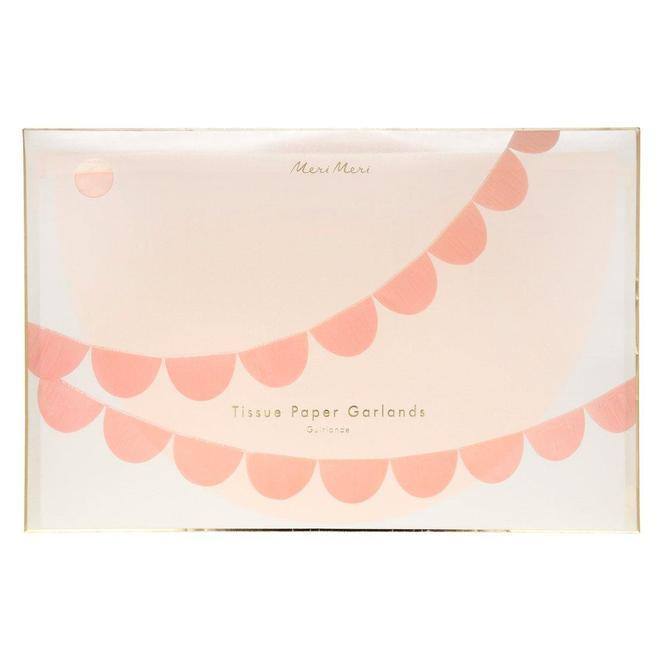 Meri Meri Peach Tissue Paper Scallop Garlands (set of 2) - partyalacarte.co.in