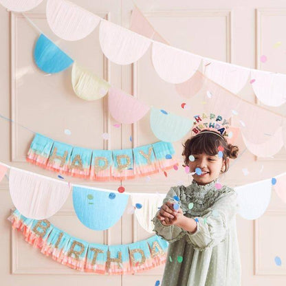 Meri Meri Peach Tissue Paper Scallop Garlands (set of 2) - partyalacarte.co.in