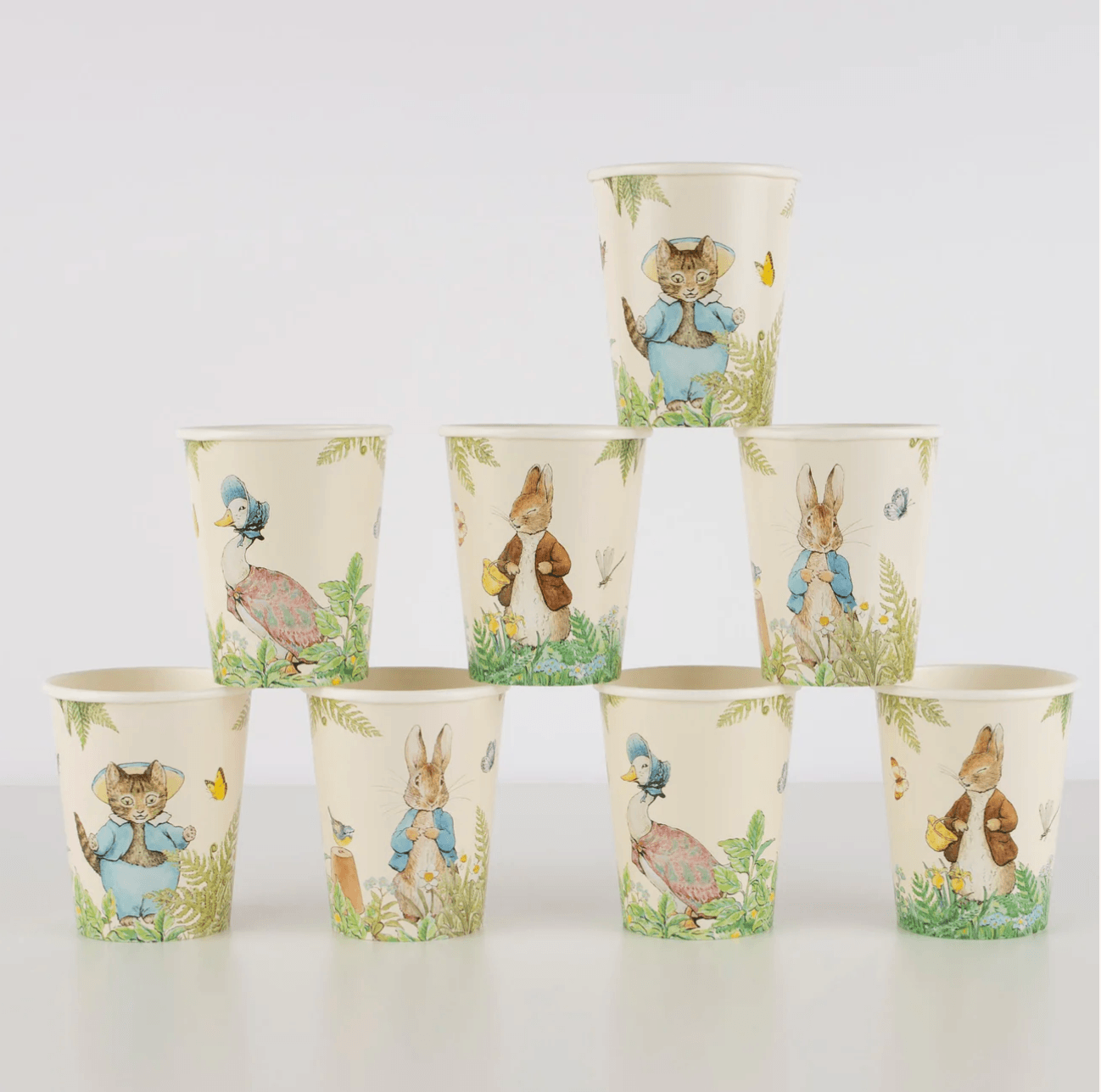 Meri Meri Peter Rabbit In The Garden Cups (x 8) - partyalacarte.co.in