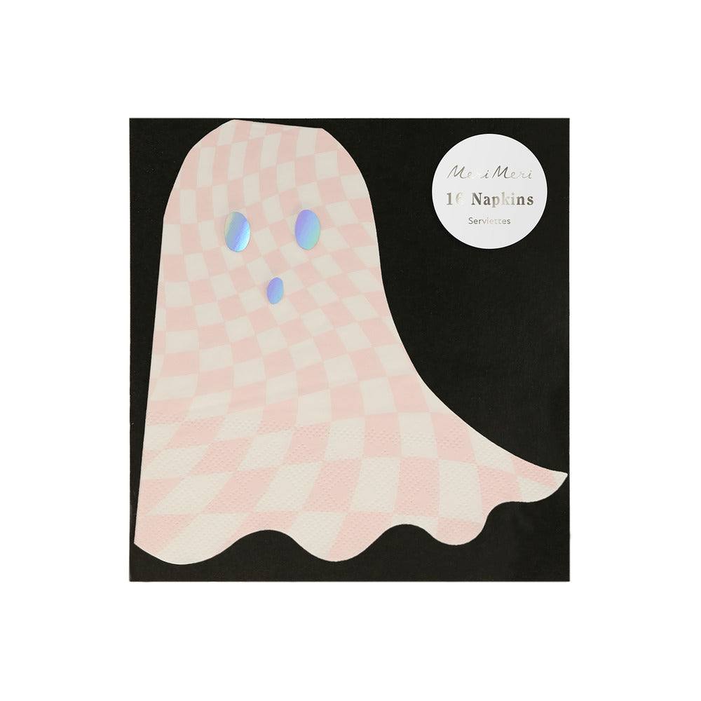 Meri Meri Pink Checker Ghost Napkins (x 16) - partyalacarte.co.in