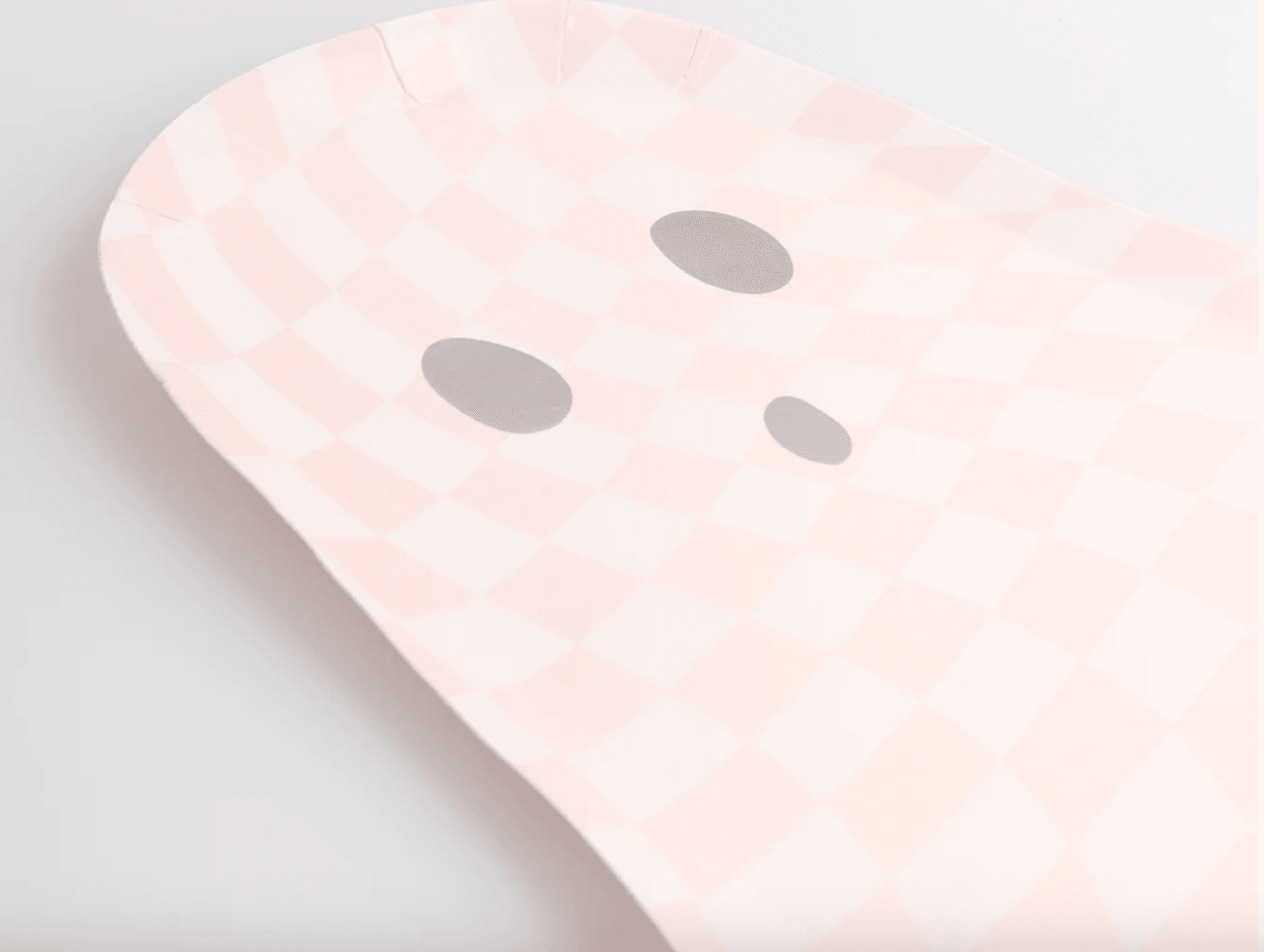 Meri Meri Pink Checker Ghost Plates (x 8) - partyalacarte.co.in