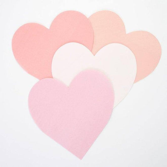 Meri Meri Pink Tone Large Heart Napkins (set of 20) - partyalacarte.co.in