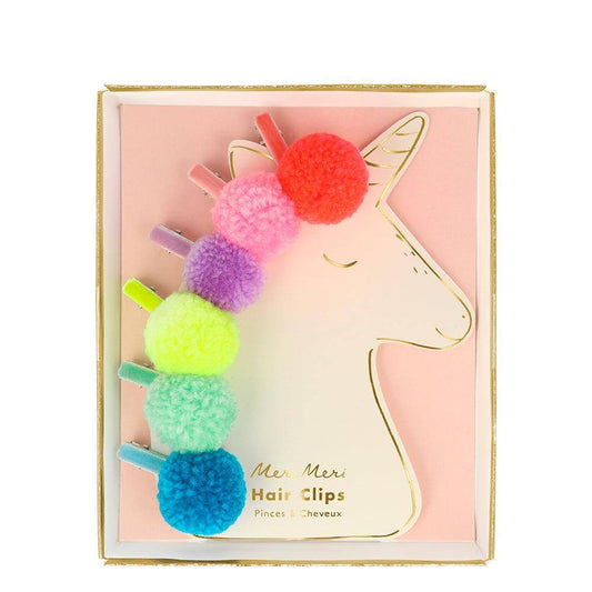 Meri Meri Pompom Unicorn Hair Clips (set of 6) - partyalacarte.co.in