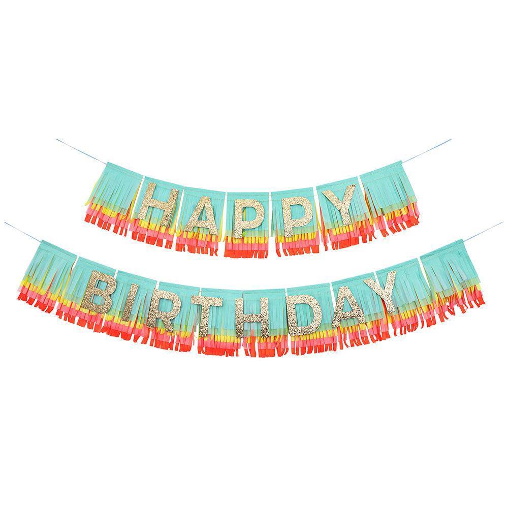 Meri Meri Rainbow Happy Birthday Fringe Garland - partyalacarte.co.in