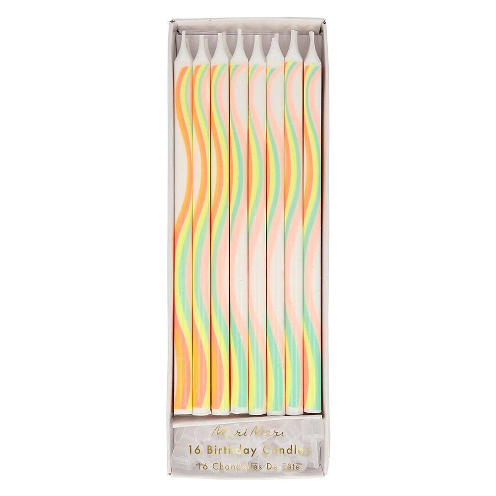 Meri Meri Rainbow Pattern Candles (set of 16) - partyalacarte.co.in