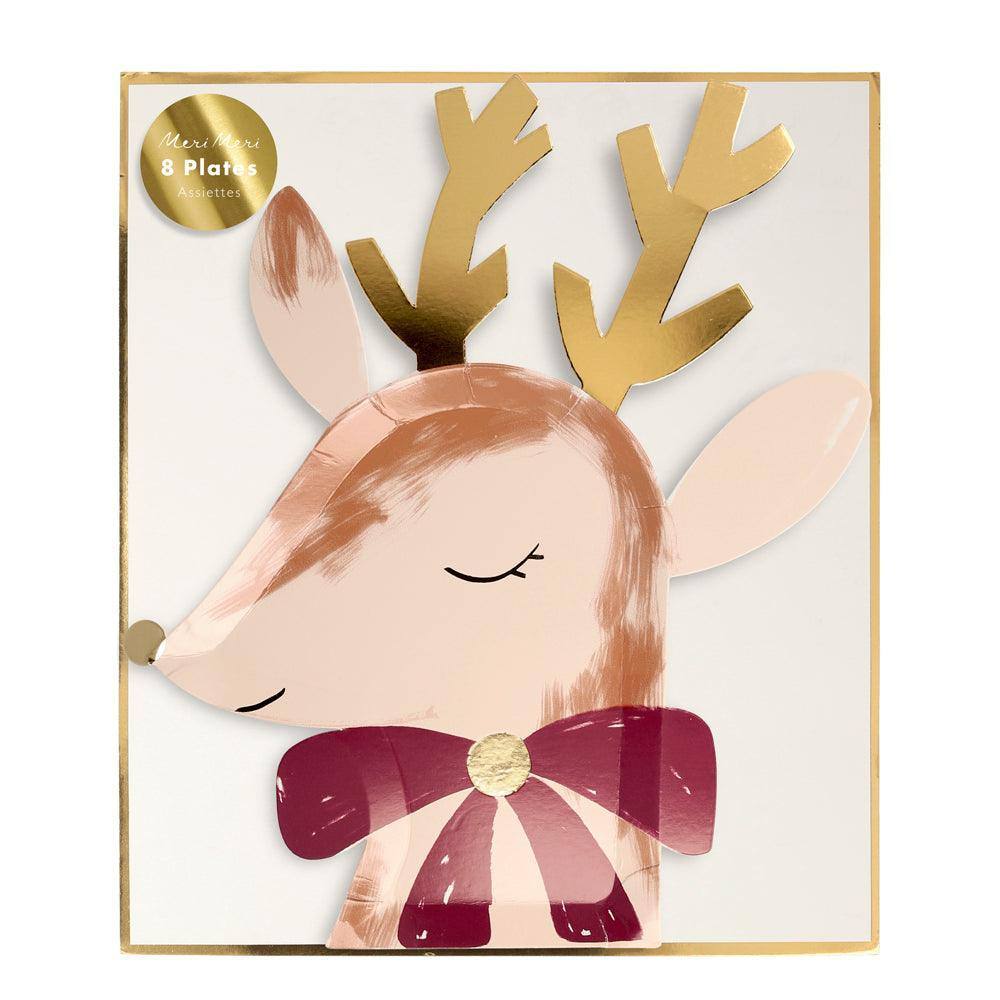Meri Meri Reindeer With Bow Plates (set of 8) - partyalacarte.co.in