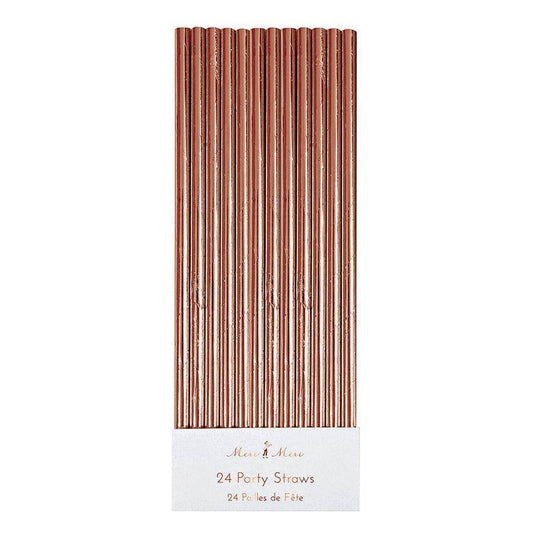 Meri Meri Rose Gold Foil Straws (Pack of 24) - partyalacarte.co.in