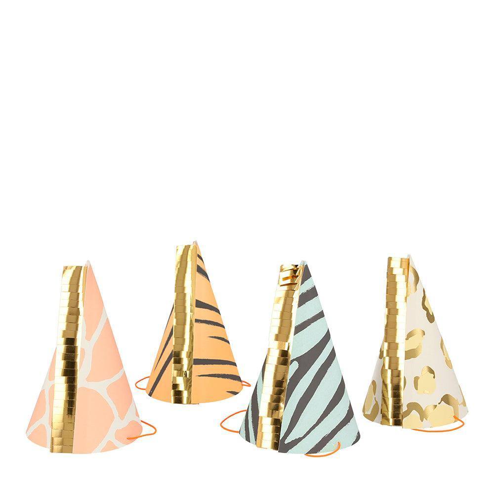 Meri Meri Safari Animal Print Party Hats (set of 8) - partyalacarte.co.in