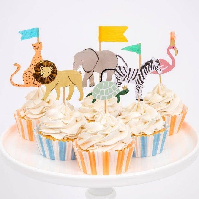 Meri Meri Safari Animals Cupcake Kit (Pack of 24) - partyalacarte.co.in