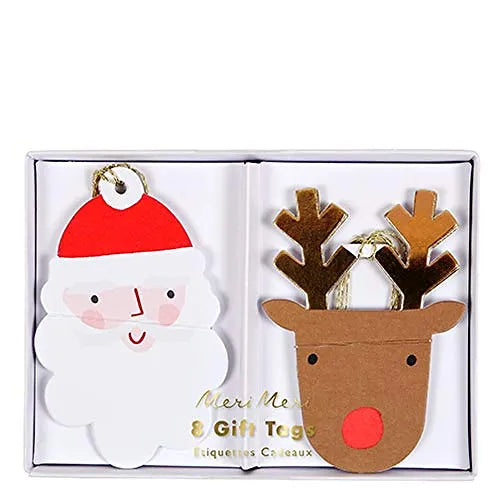 Meri Meri Santa & Reindeer Gift Tags (x8) - partyalacarte.co.in