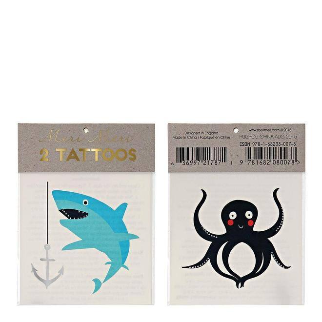 Meri Meri Sea Creatures Small Tattoos (set of 2 sheets) - partyalacarte.co.in