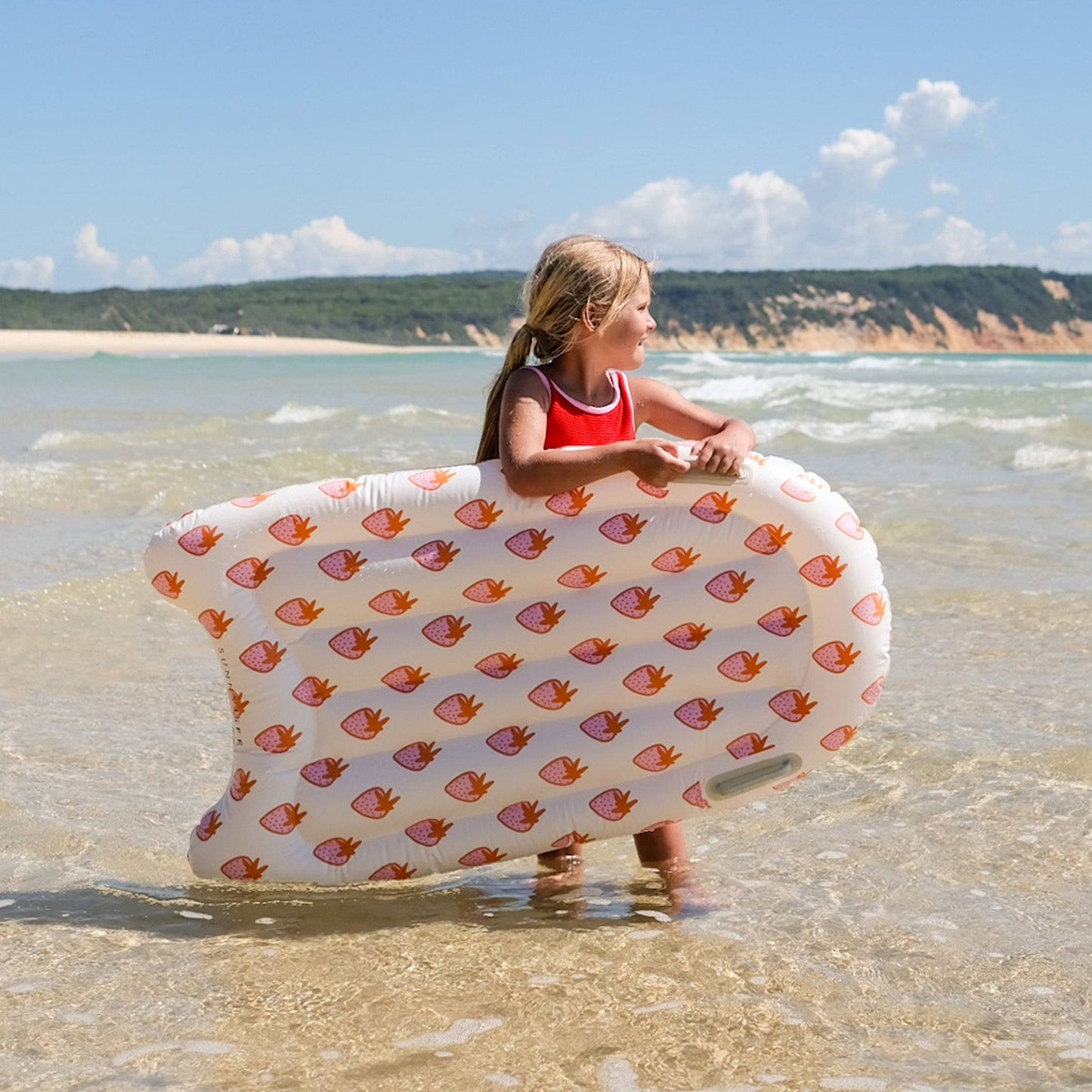 sunnylife Sea Seeker Strawberry Inflatable Boogie Board - partyalacarte.co.in