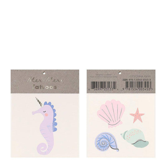 Meri Meri Seahorse & Shell Small Tattoos (set of 2 sheets) - partyalacarte.co.in