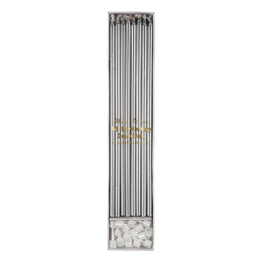 Meri Meri Silver Long Candles (set of 16) - partyalacarte.co.in