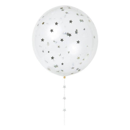 Meri Meri Silver Star Confetti Balloon Kit (set of 8) - partyalacarte.co.in