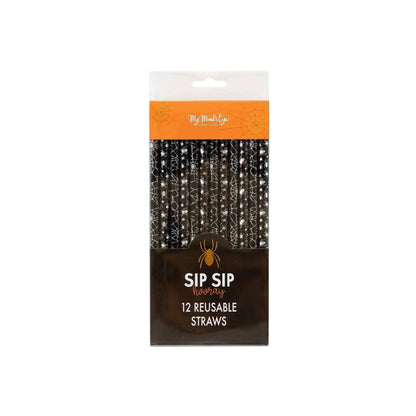 My Minds Eye Spiders and Webs Reusable Straws (x12) - partyalacarte.co.in