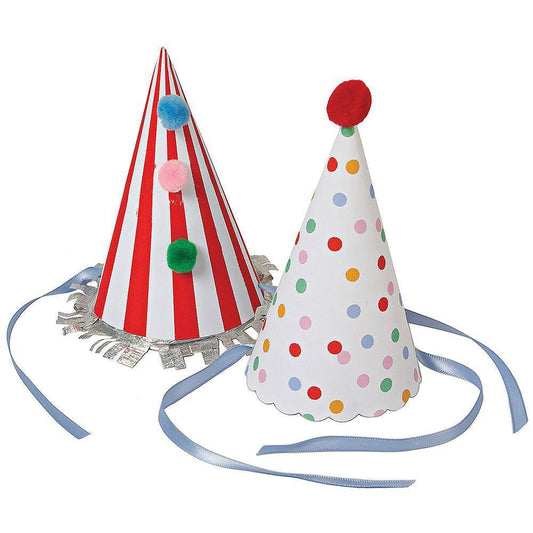 Meri Meri Spots & Stripes Party Hats (set of 8) - partyalacarte.co.in