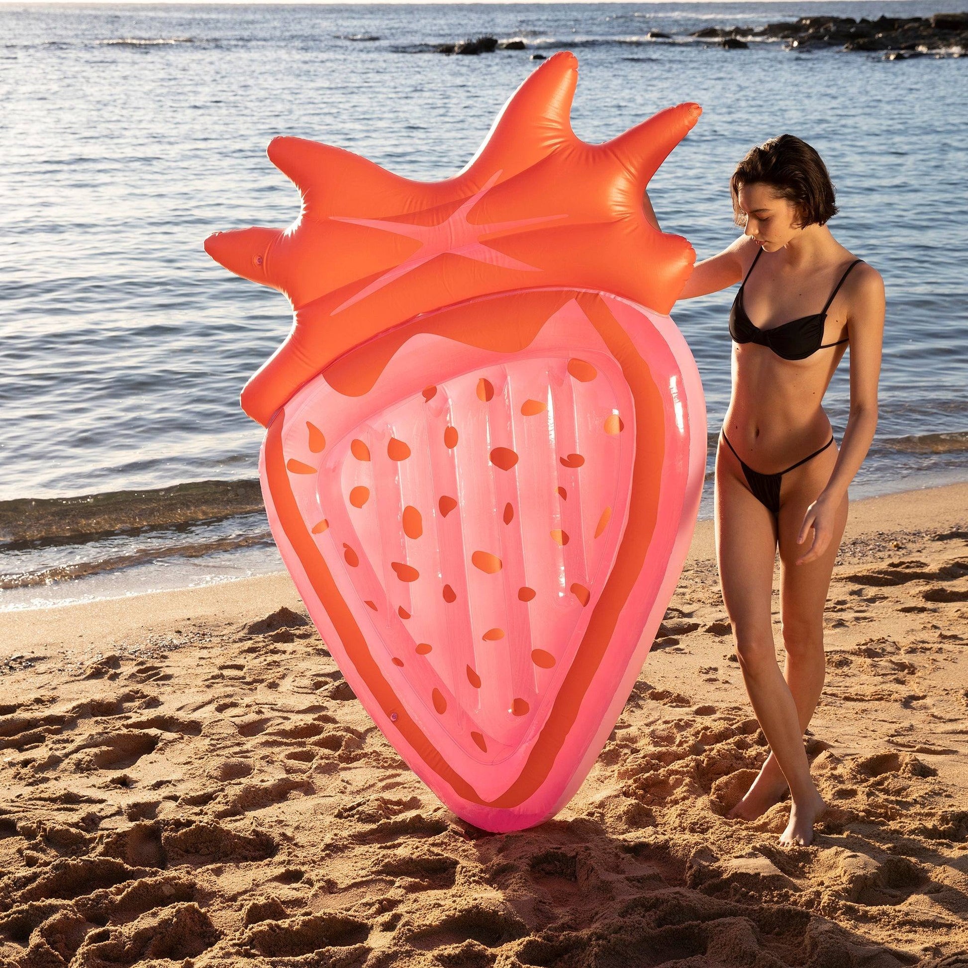 sunnylife Strawberry Luxe Lie-On Float - partyalacarte.co.in