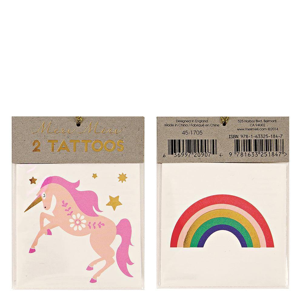 Meri Meri Unicorn & Rainbow Small Tattoos (set of 2 sheets) - partyalacarte.co.in
